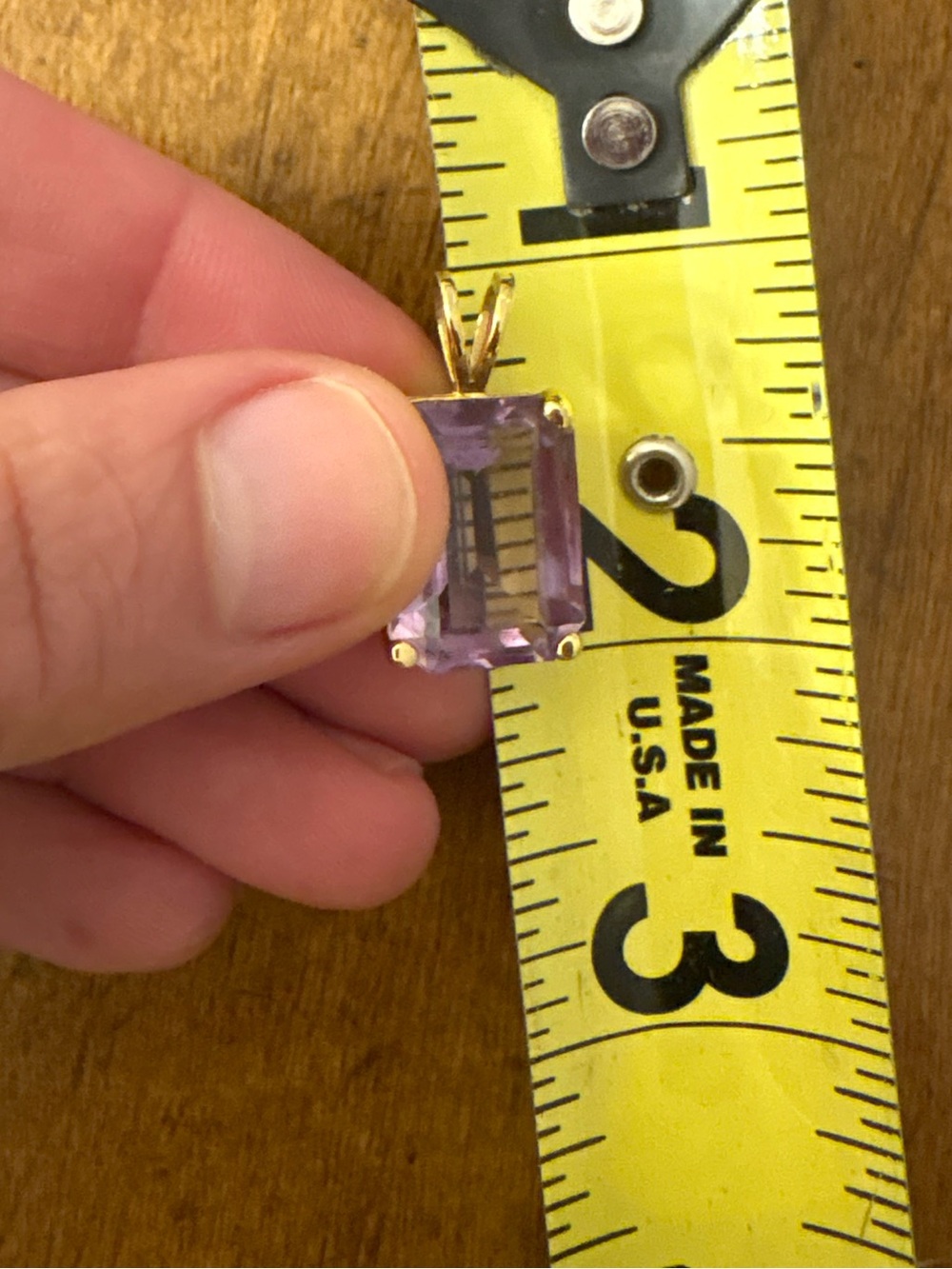 Gold Tone Emerald Cut Light Amethyst Pendant Lavender Purple Quartz Necklace - Picture 11 of 13